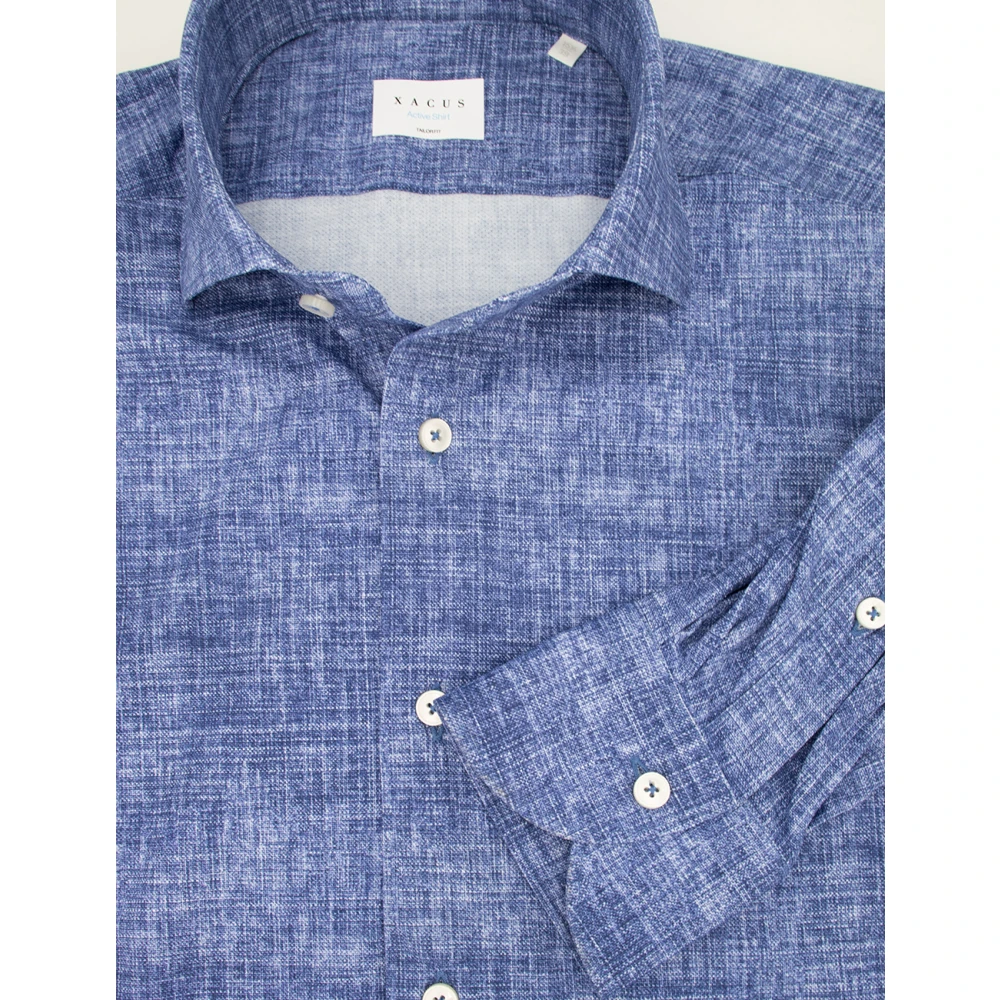 Xacus Kreukvrij Slim Fit Overhemd voor een Perfecte Look de Hele Dag Blue Heren
