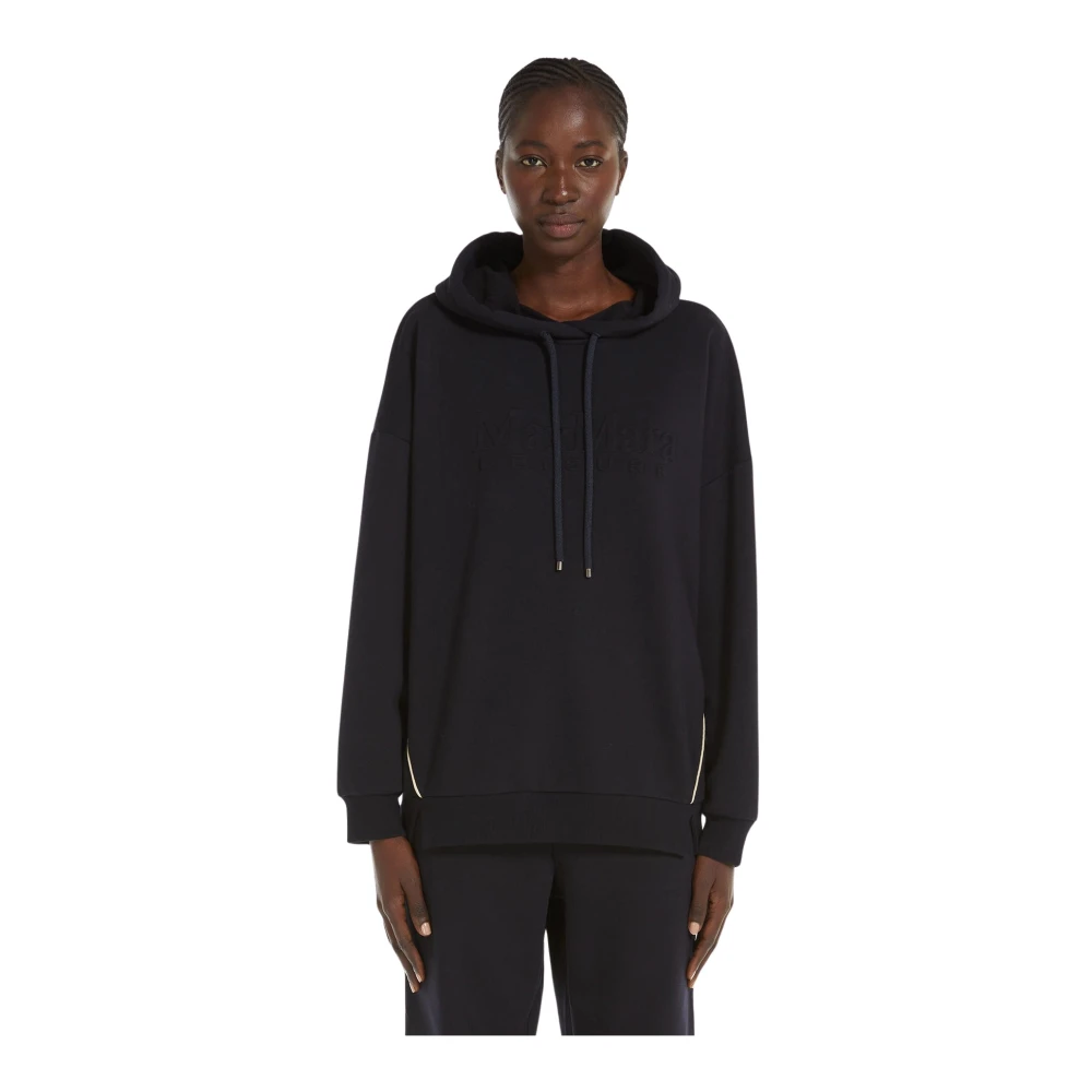 Max Mara Katoenen hoodie met contrast piping Blue Dames