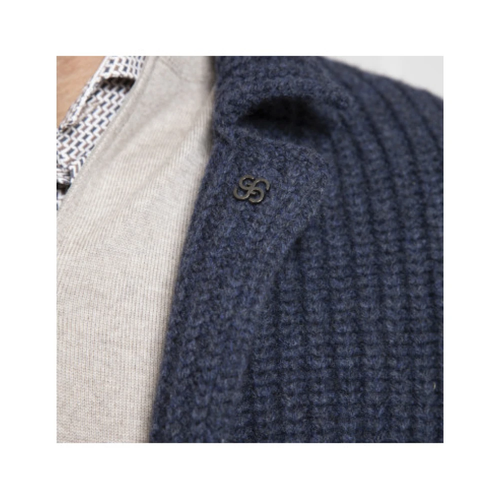 Gran Sasso Marineblauwe Gebreide Cardigan Blue Heren