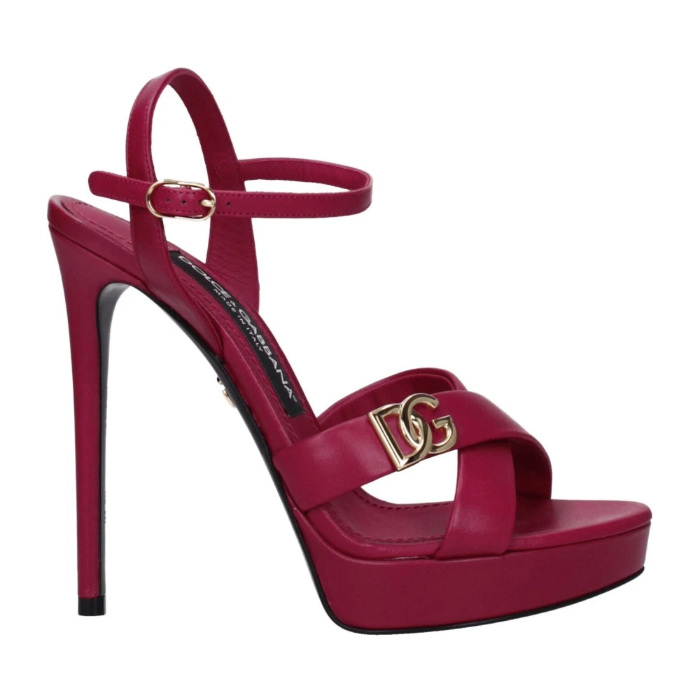 Dolce & Gabbana Platform Leather Sandals - Female - High Heel Sandals - Pink - 3 Uk - Shoes