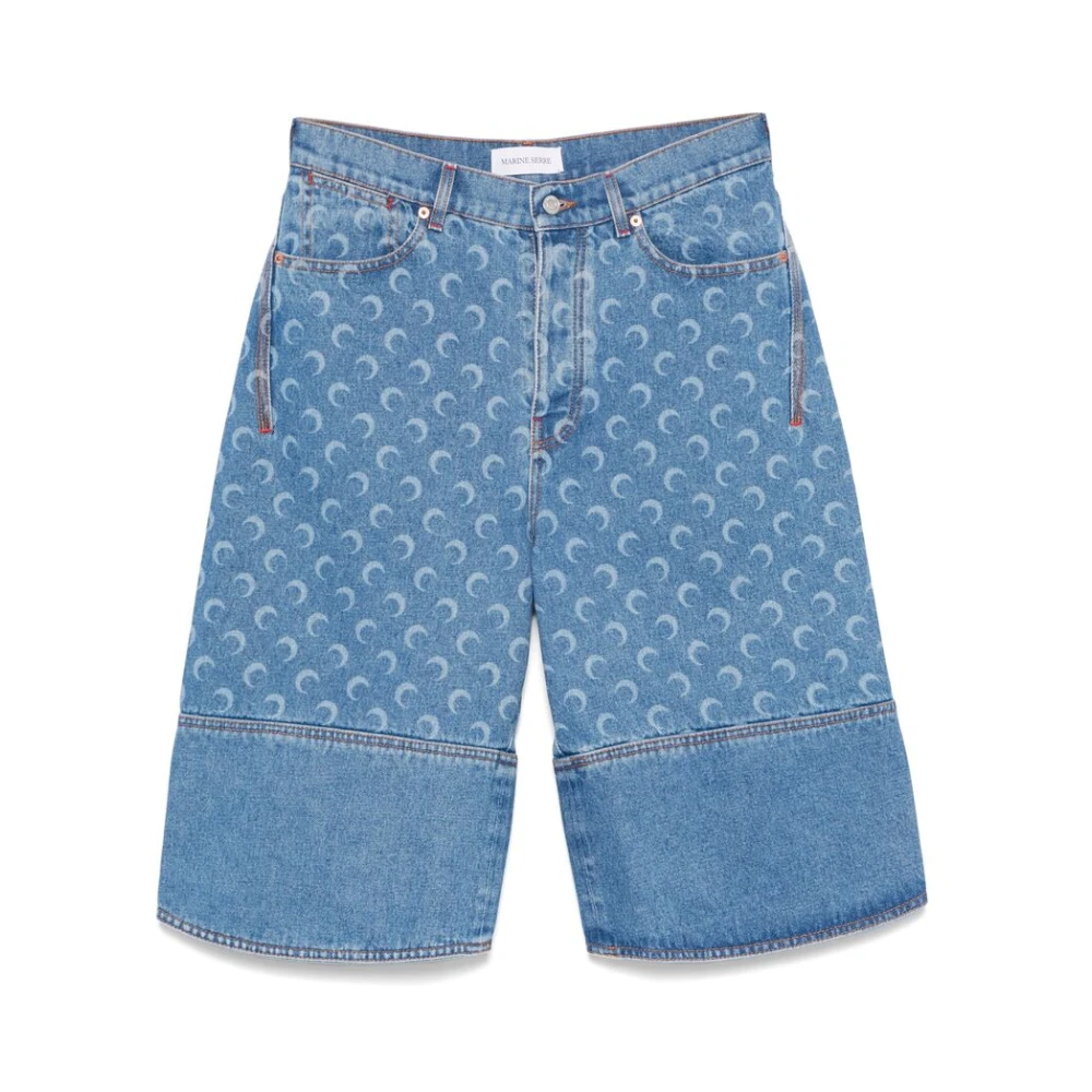 Marine Serre Indigo Blauwe Klassieke Vijf Zakken Jeans Blue Heren