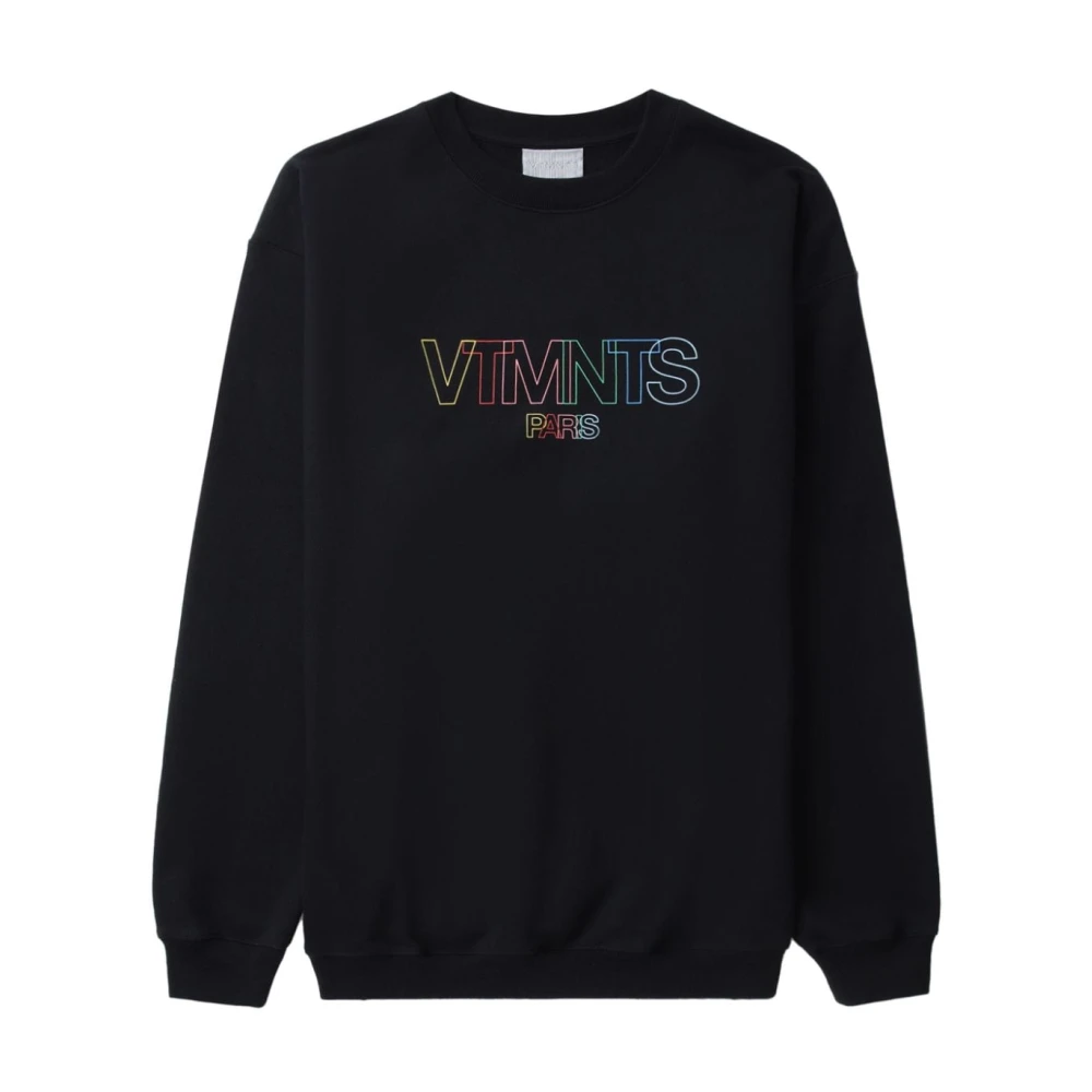 Vtmnts Zwarte Logo Print Crew Neck Sweater Black Dames