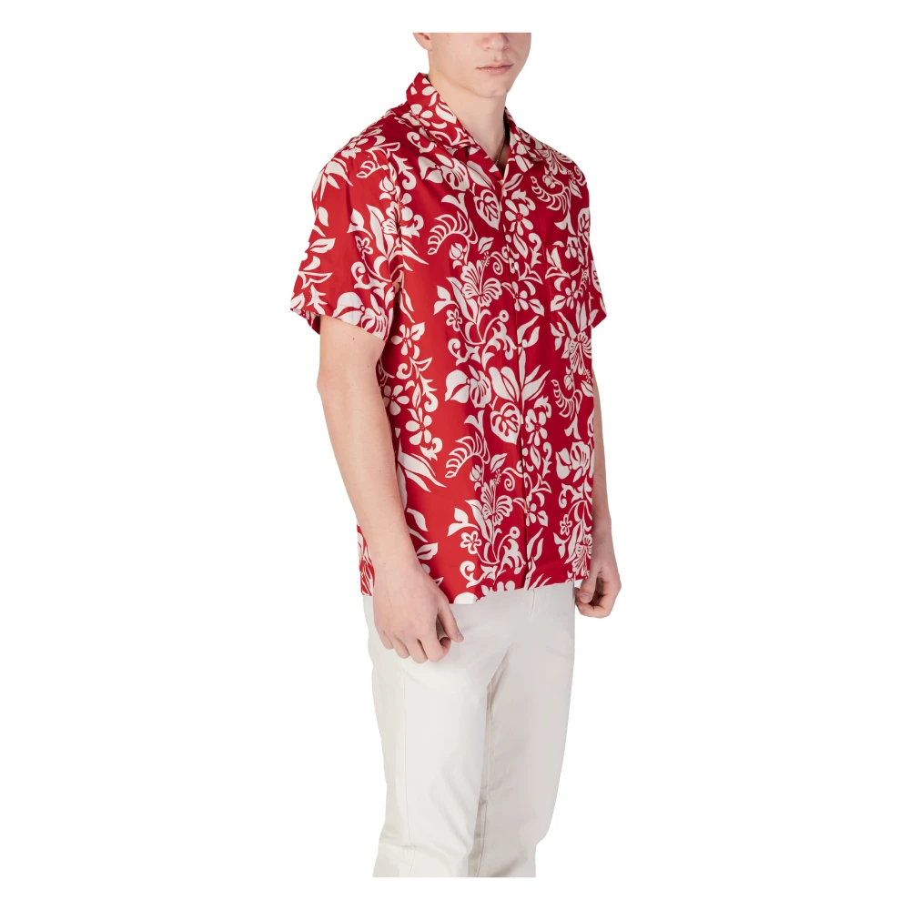 Replay Rode korte mouw knoopshirt Red Heren