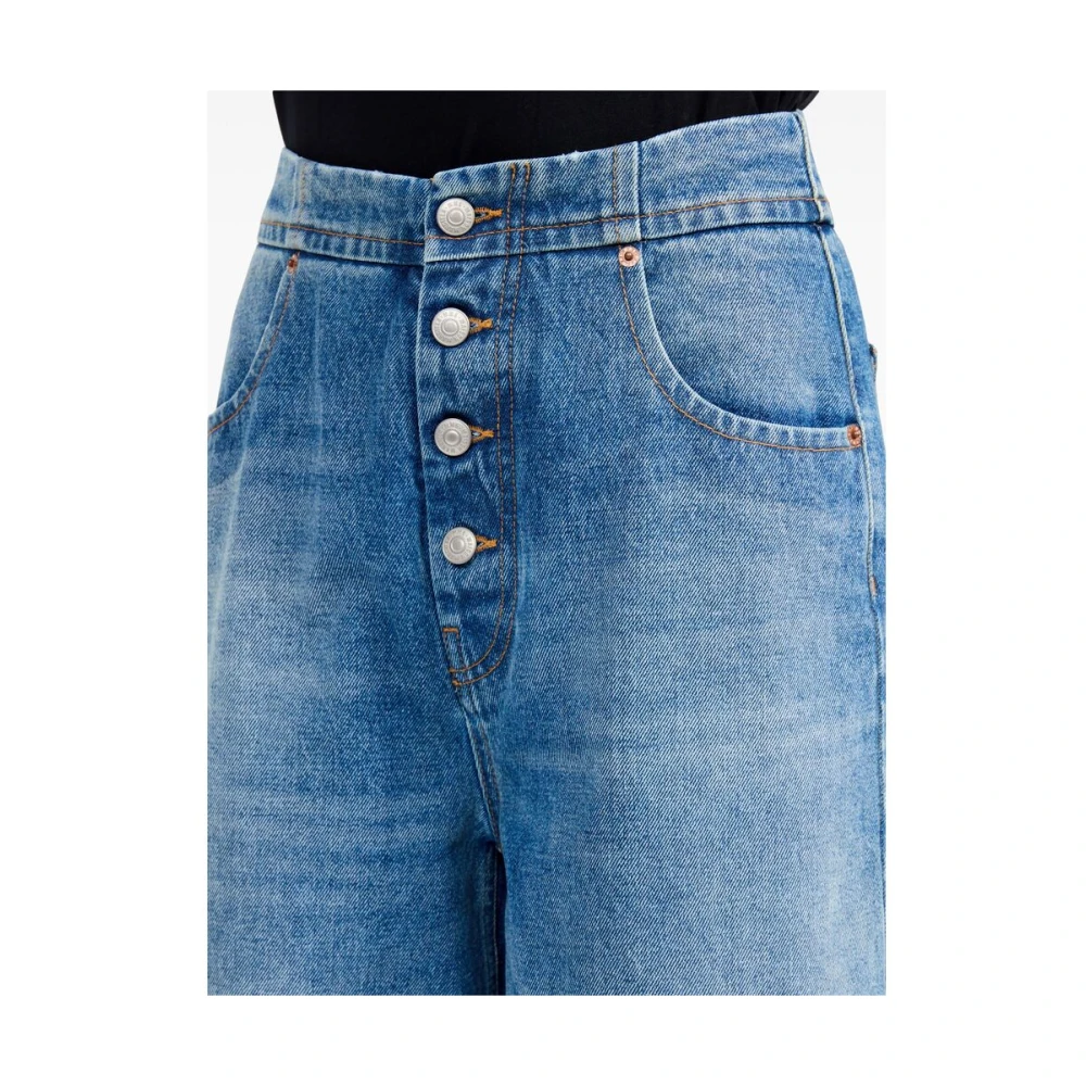 MM6 Maison Margiela Blue Denim Button Fly Jeans Blue Dames