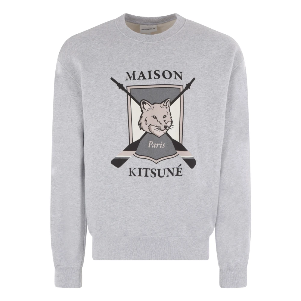 Maison Kitsuné Grijze College Fox Sweater Gray Heren