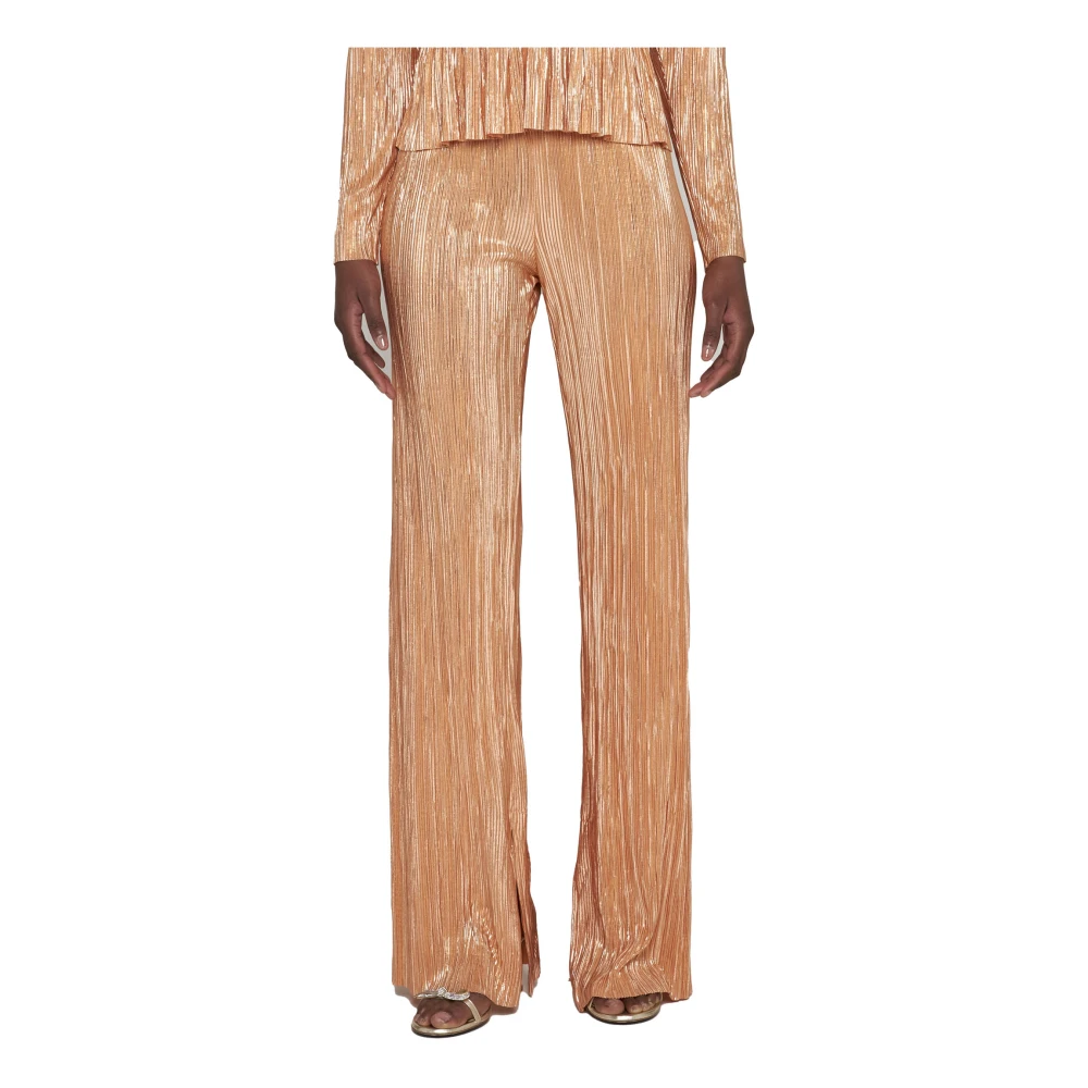 Sabina Musayev Perzik Oranje Plissé Straight-Leg Broek Orange Dames