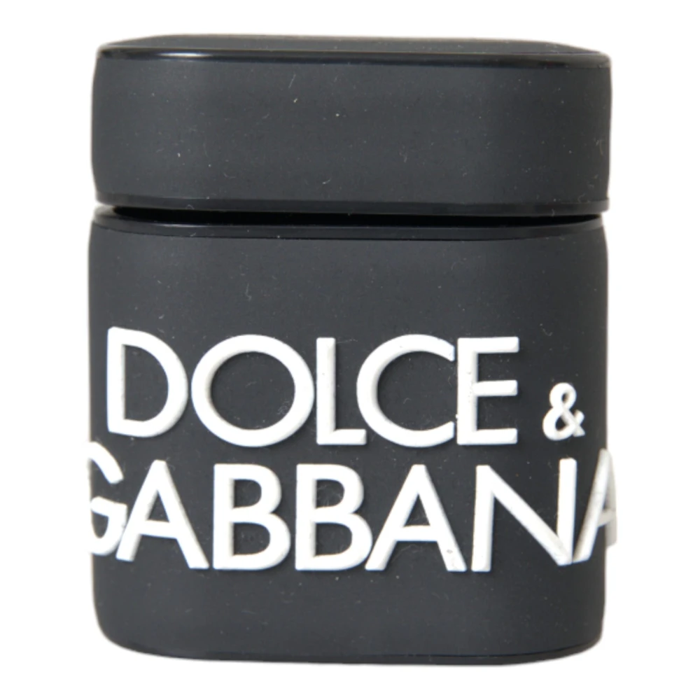 Dolce & Gabbana Unisex Black Headphones, One Size, Silicone Embossed Logo Airpods Case