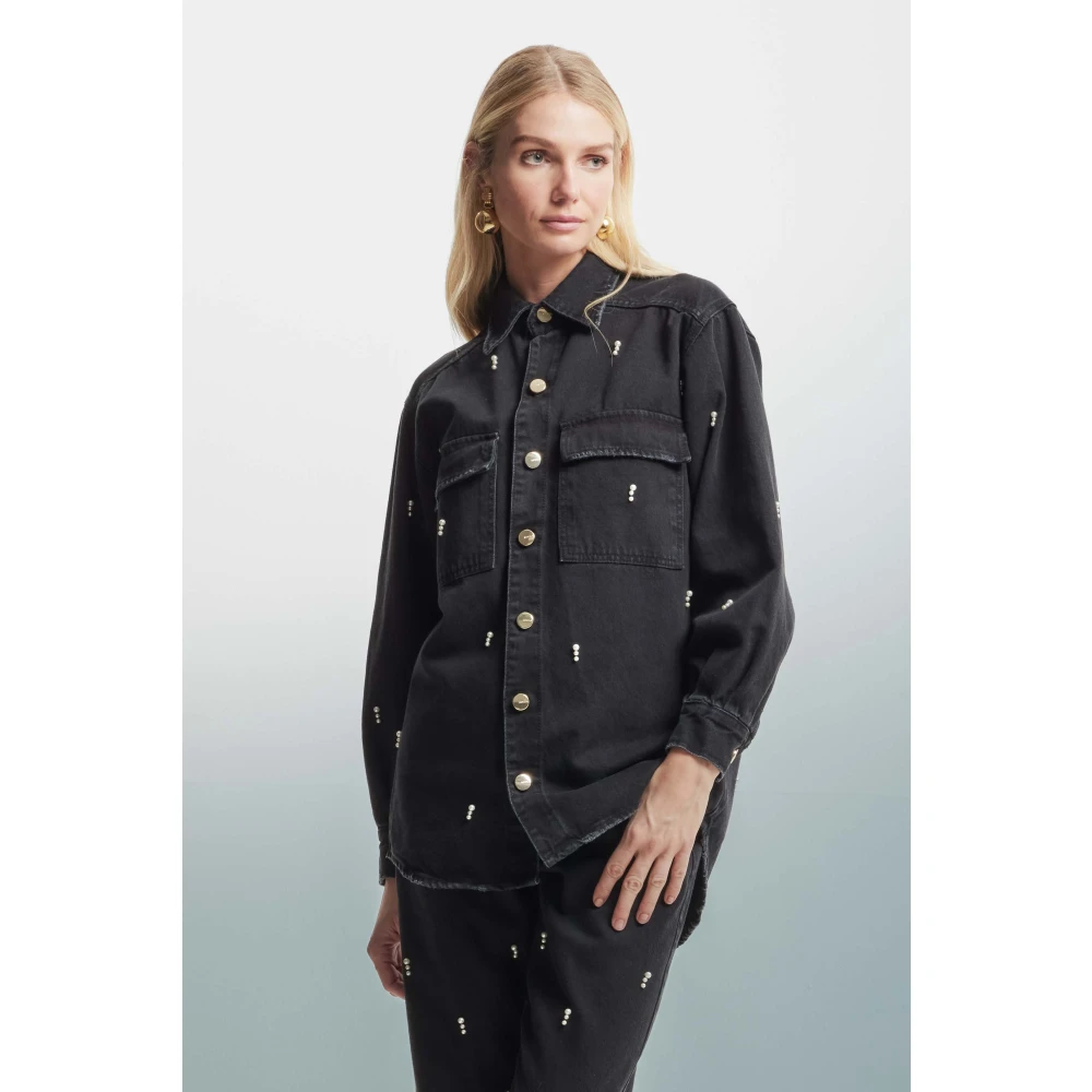 Kocca Geborduurde Denim Overhemd Black Dames