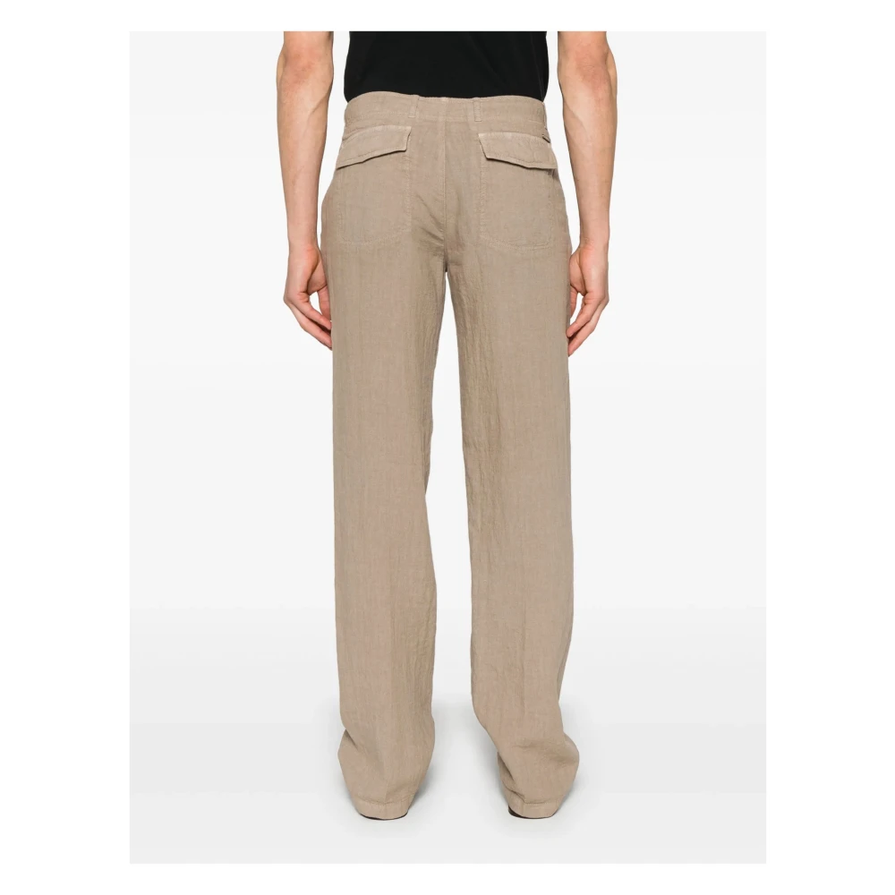Corneliani Linnen broek met zij- en achterzakken Beige Heren