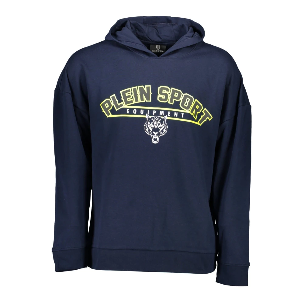 Plein Sport Men's Blue Cotton Hooded Sweatshirt With Print