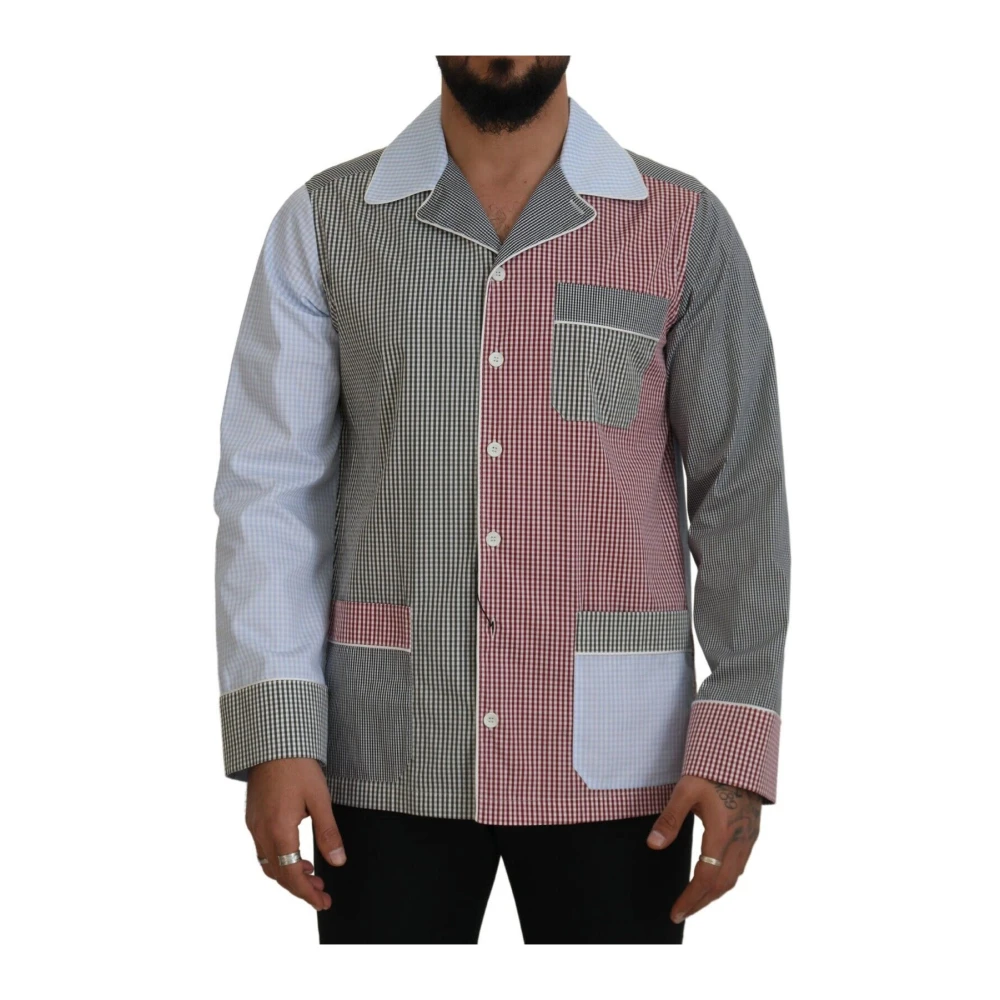 Dolce & Gabbana Men's Multicolor Patchwork Cotton Long Sleeves Shirt
