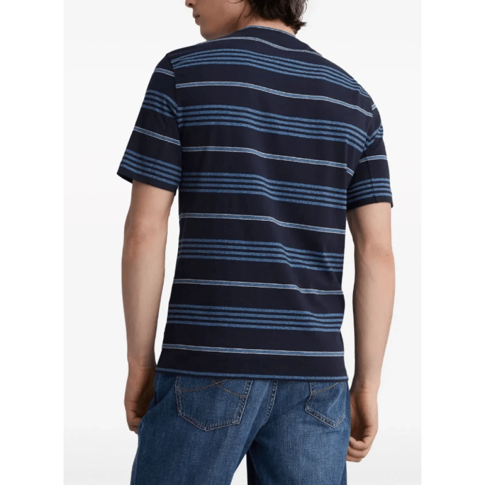 BRUNELLO CUCINELLI Gestreept Katoenen T-Shirt in Marineblauw Blue Heren