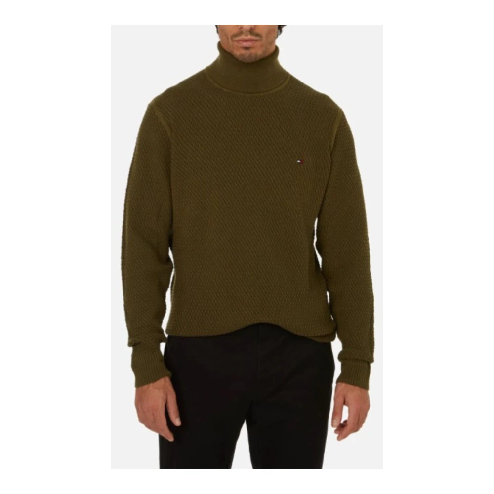 Tommy Hilfiger 2 Tone Roll Neck Sweater Green Heren