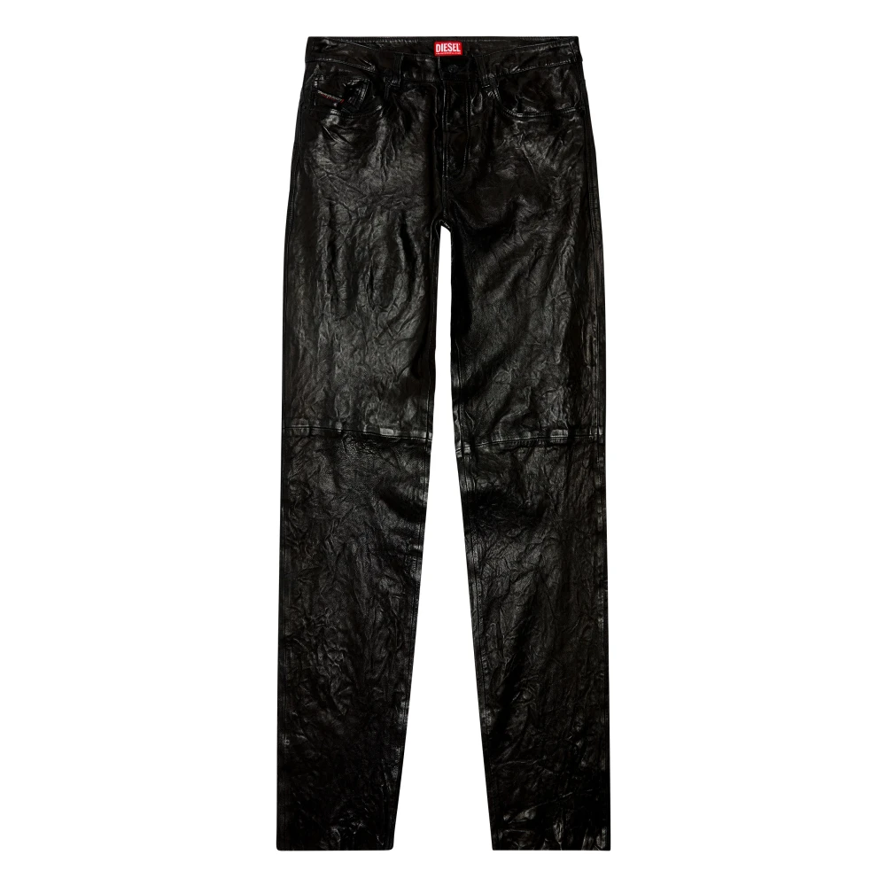 Diesel Textured waxed-leather pants Black Heren