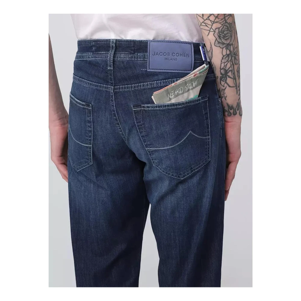 Jacob Cohën Blauwe katoenen jeans met stretch Blue Heren
