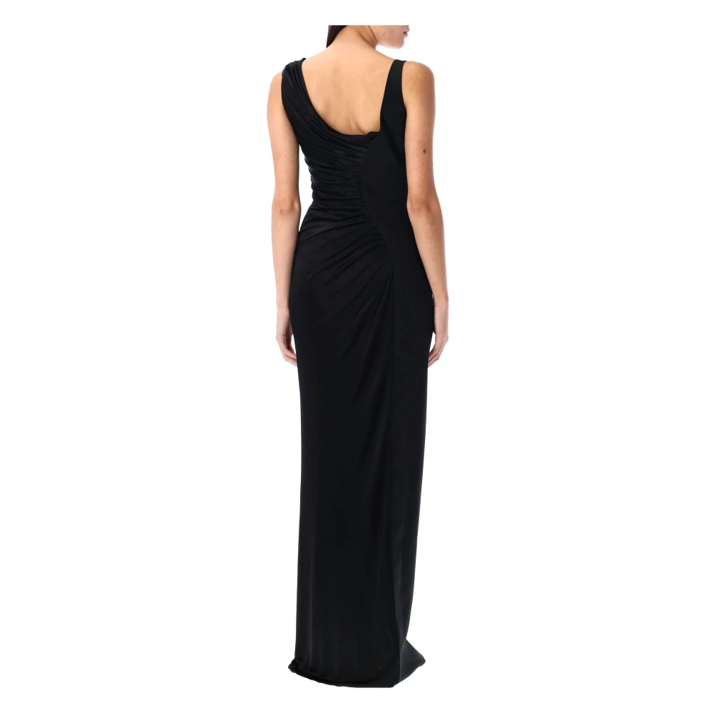Versace Zwarte Satijnen Gedrapeerde Gown Medusa '95 Black Dames