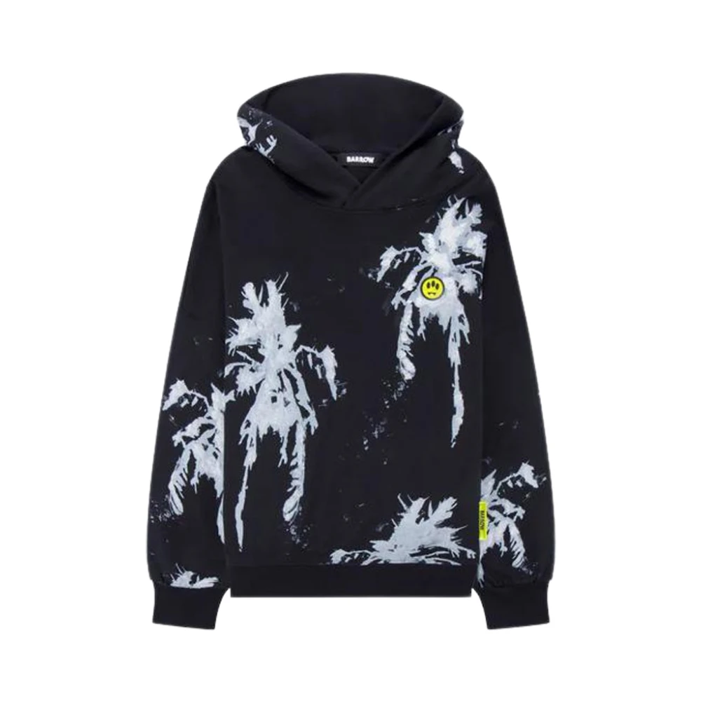 Barrow Zwarte hoodie met iconisch geel logo Black Heren