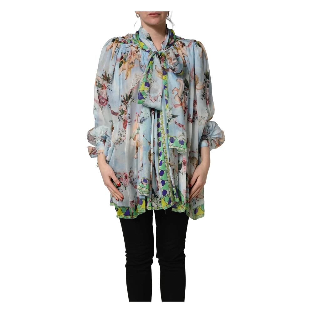 Dolce & Gabbana Donna Multicolor - Bow Floral Chiffon Blouse - Blouses & Shirts - E -M