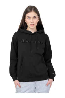 Svart huvtröja med broderad logotyp