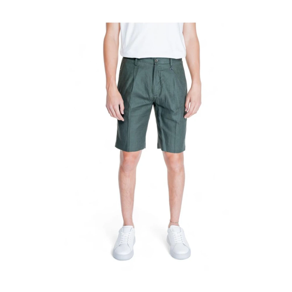 Antony Morato Men's Green Linen Shorts Bermuda Collection