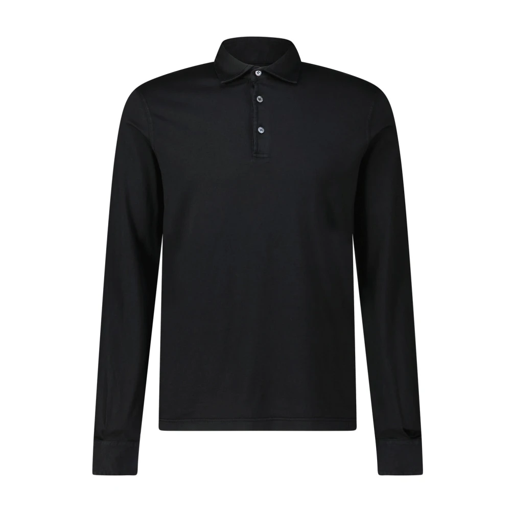 Fedeli Katoenen Polo met Lange Mouwen Black Heren