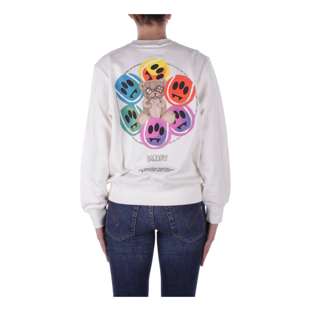 Barrow Beige Logo Sweater Unisex Katoen Beige Dames