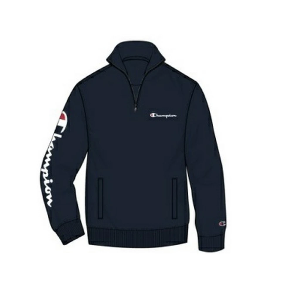 Champion Zwarte Logo Half Zip Sweatshirt Black Heren