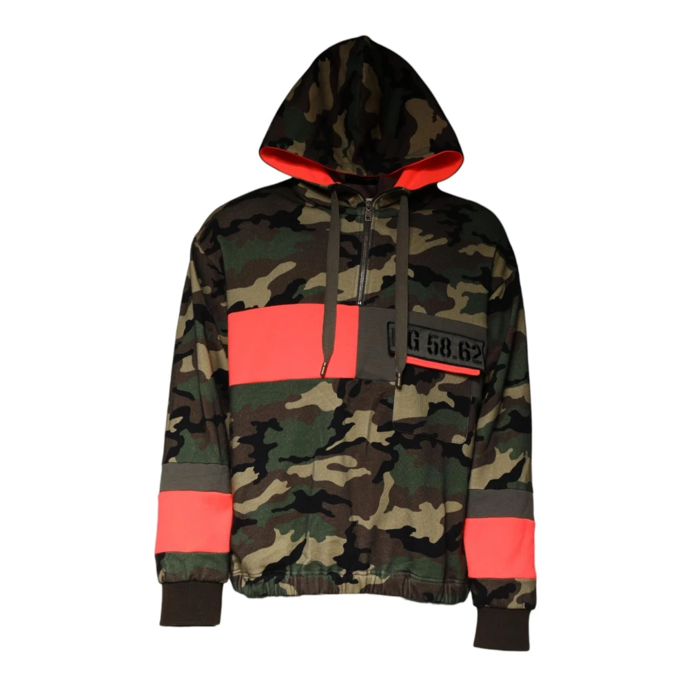 Dolce & Gabbana Camouflage hoodie met logodetails Multicolor Heren