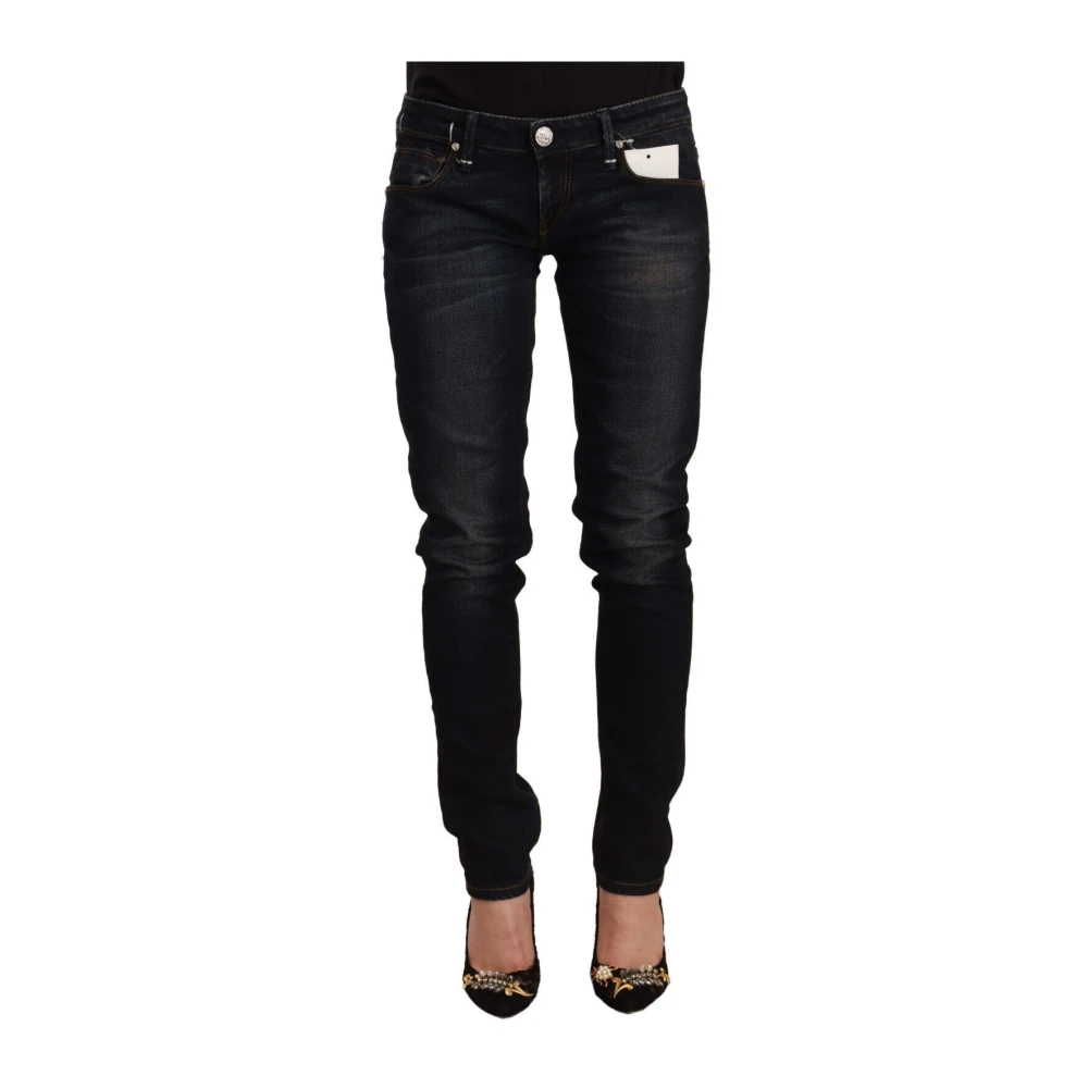 Acht Women's Black Low Waist Slim Fit Denim Jeans