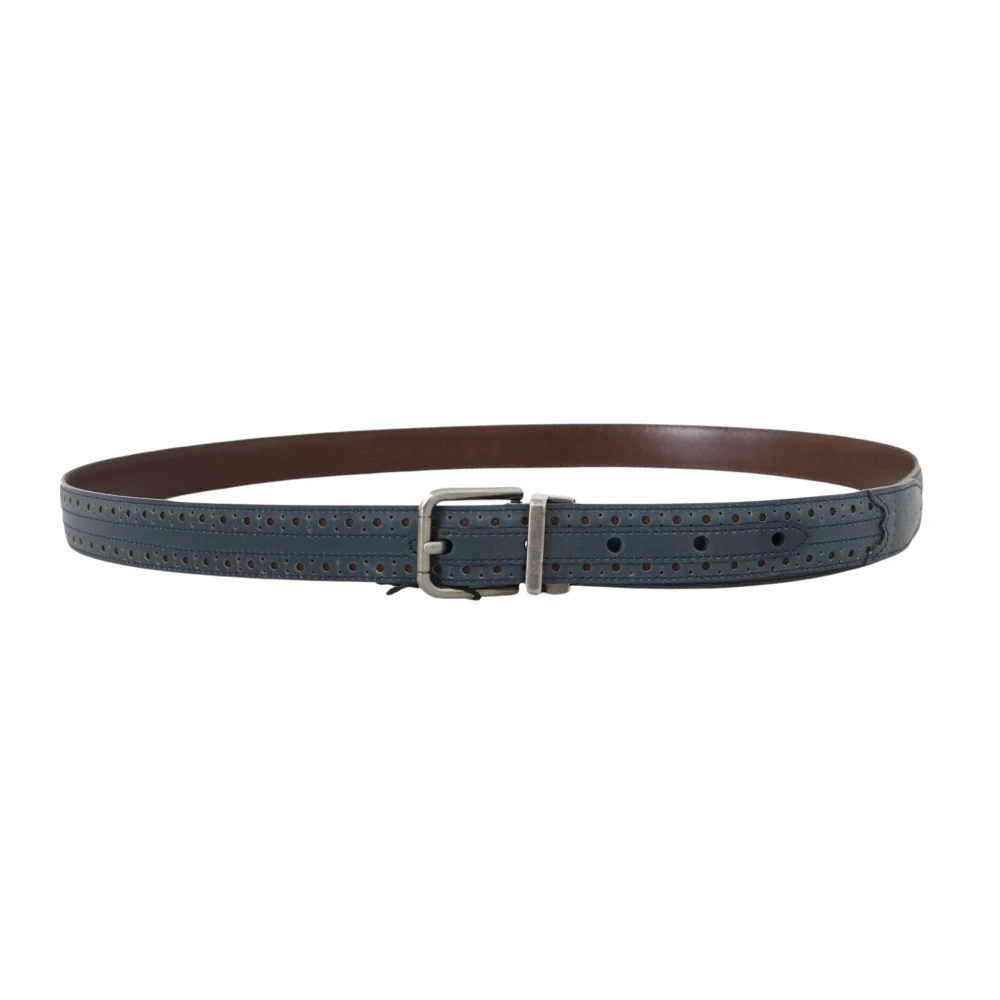 Dolce & Gabbana Elegante Blauwe Leren Riem voor Heren Blue Heren