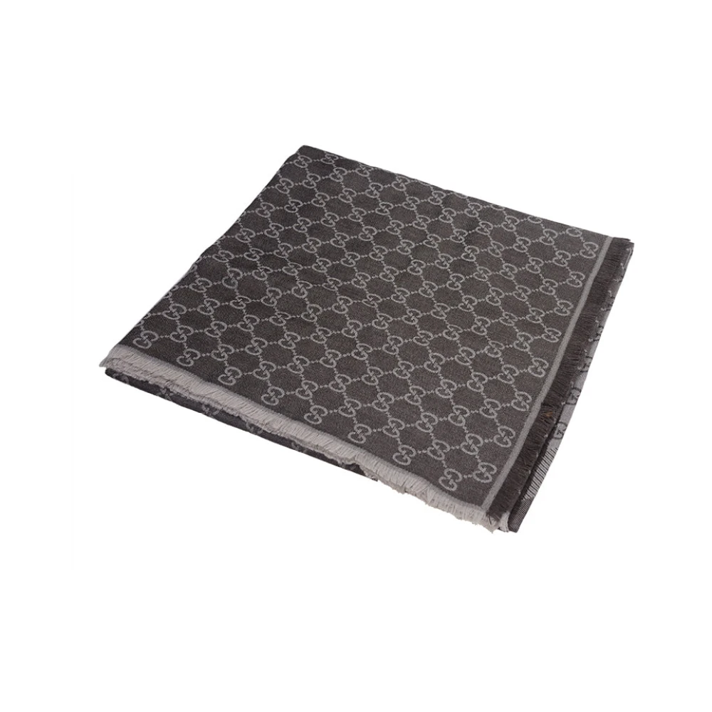 Brown and Grey Logo Patterned Scarf - Gucci - Modalova