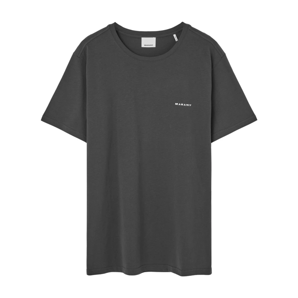 Isabel Marant Men's Gray T-Shirts,, Black Logo Miniature Shirt Medium