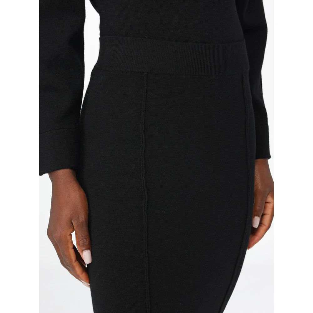 pinko Geribbelde Wollen Rok Black Dames
