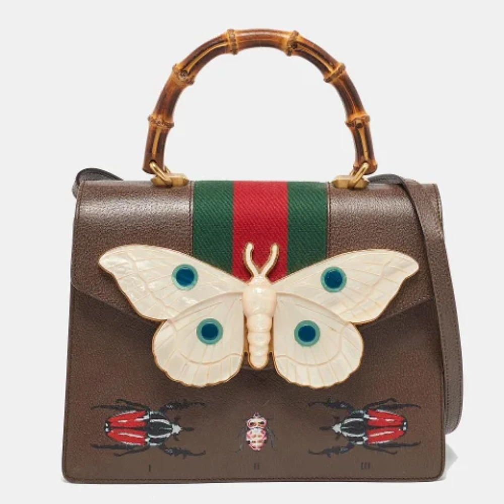 Gucci Vintage Pre-owned Leather handbags Brown Dames