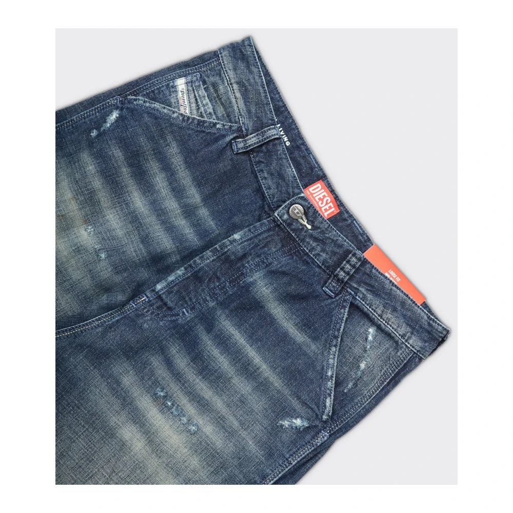 Diesel Wijde Denim Jeans in Blauw Blue Heren