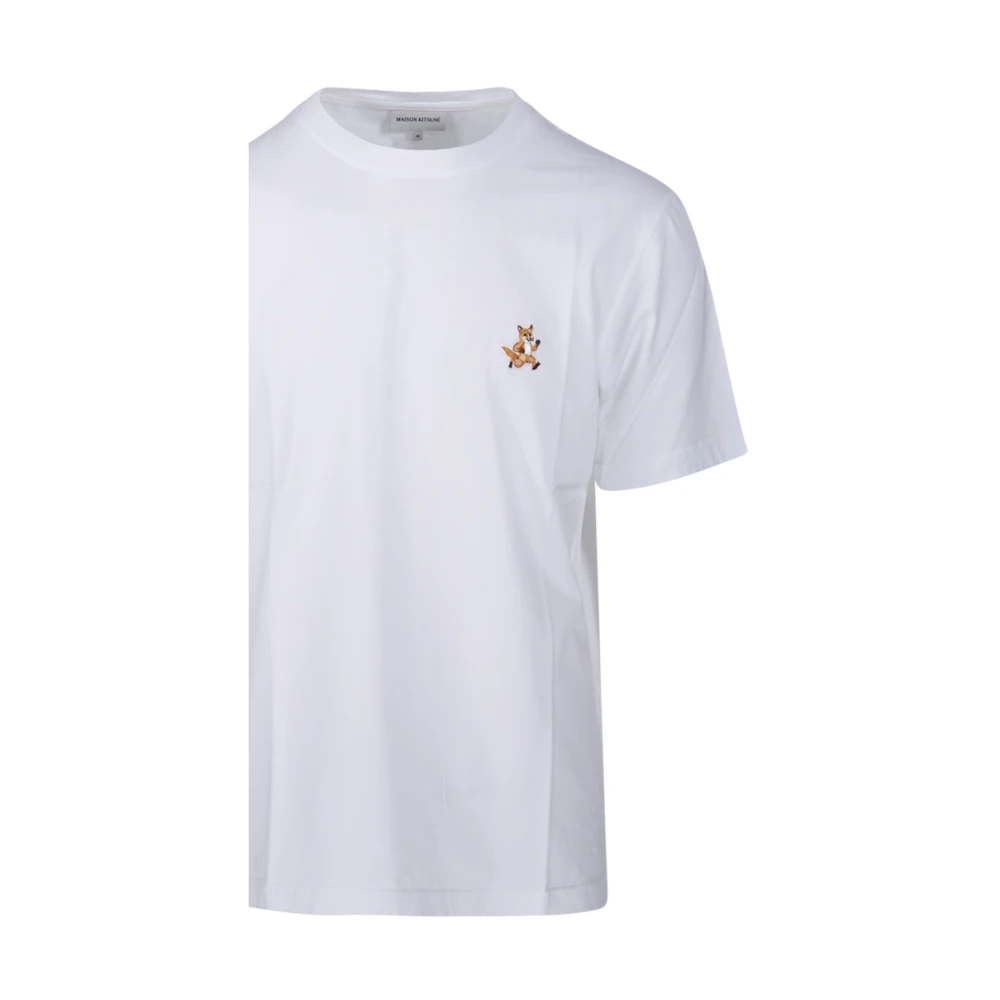 Maison Kitsuné Witte Fox Patch T-shirt White Heren