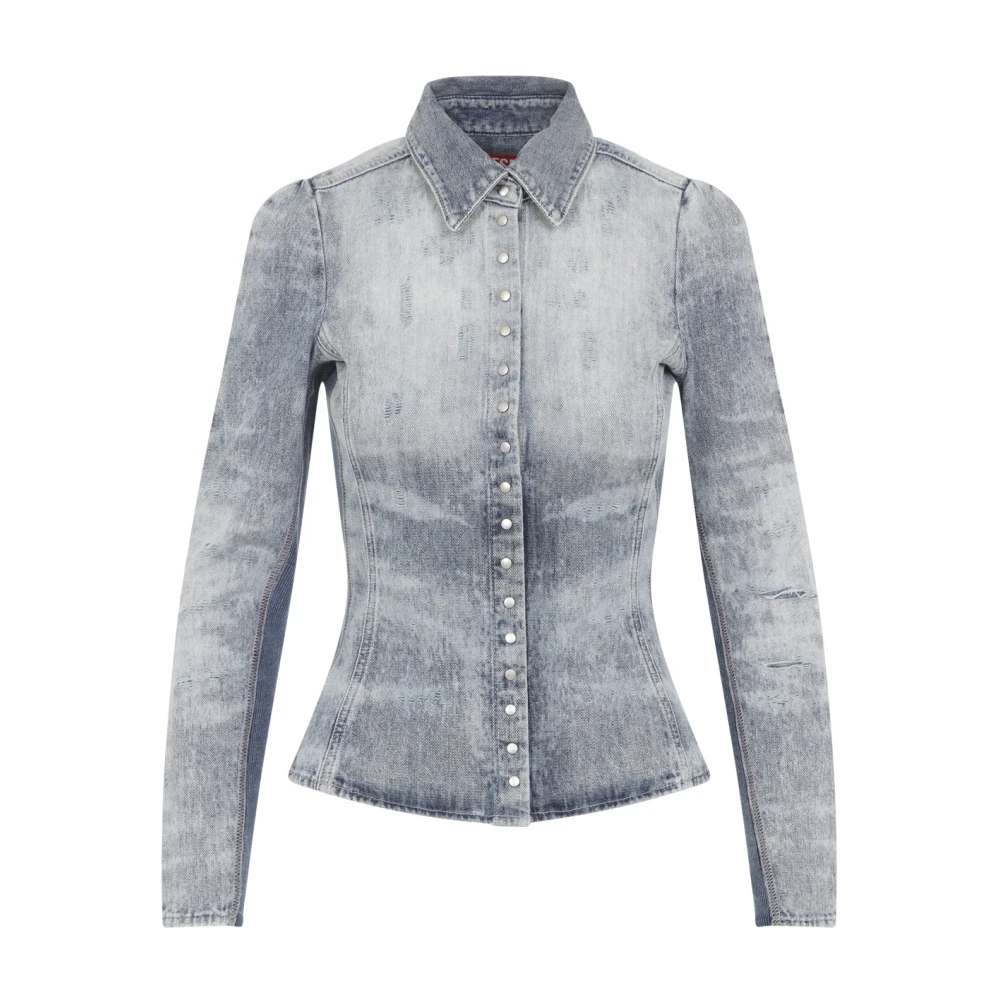 Diesel Women's Gray Denim Shirts, S, Blue Shirt Aw25 Casual Chic Style