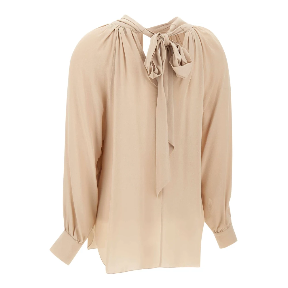 Kaos Vrouwelijke Naakt Rayon Shirt met Strik Beige Dames