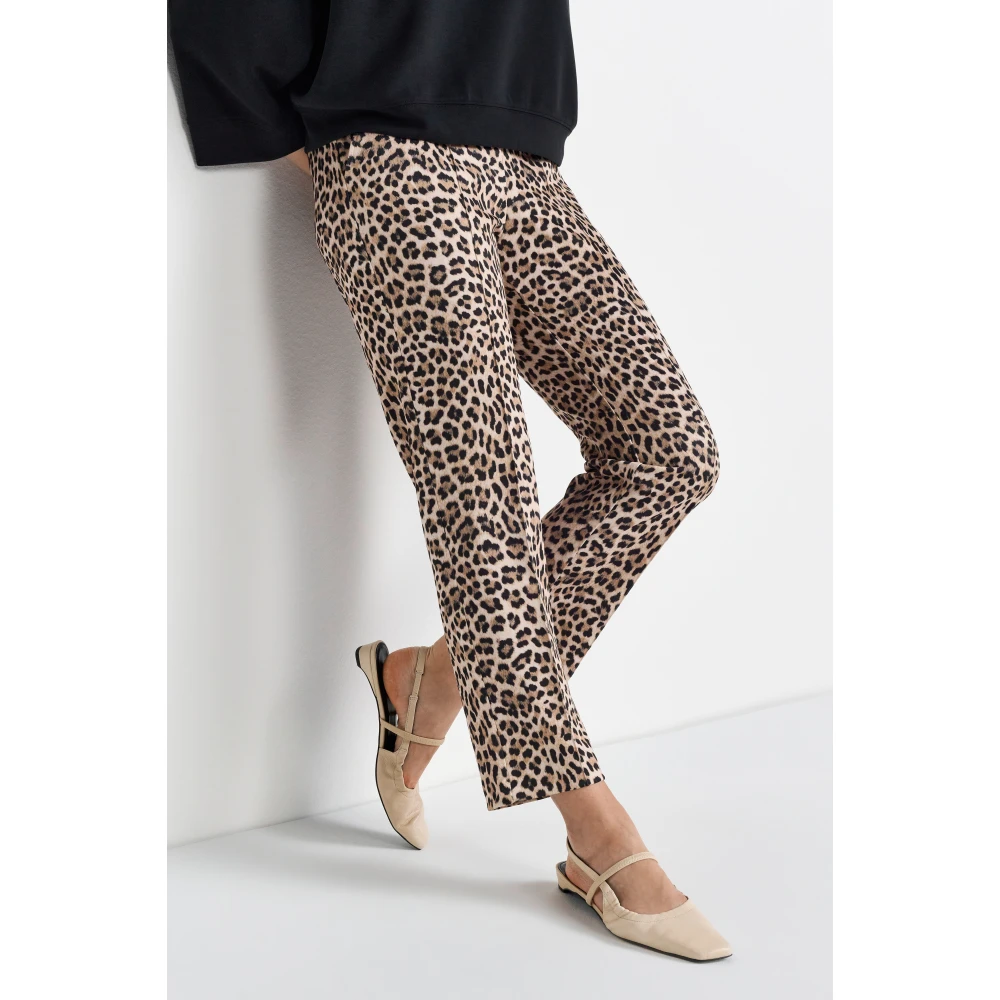 Rich & Royal Stijlvolle bedrukte scuba broek Brown Dames
