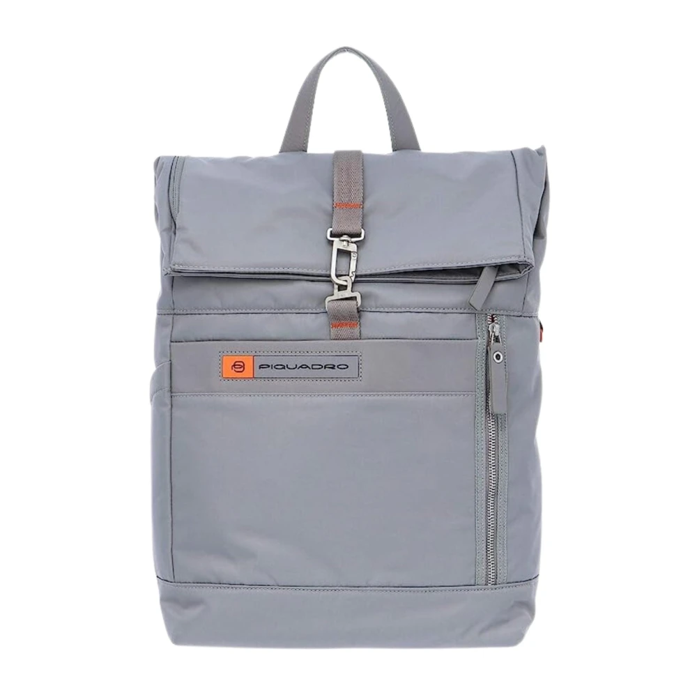 Piquadro Damen Grau Recycelter Er Technischer Stoff Roll Top Rucksack