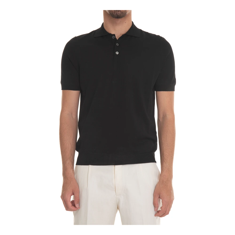 Hindustrie Lichtgewicht Katoenen Poloshirt Black Heren