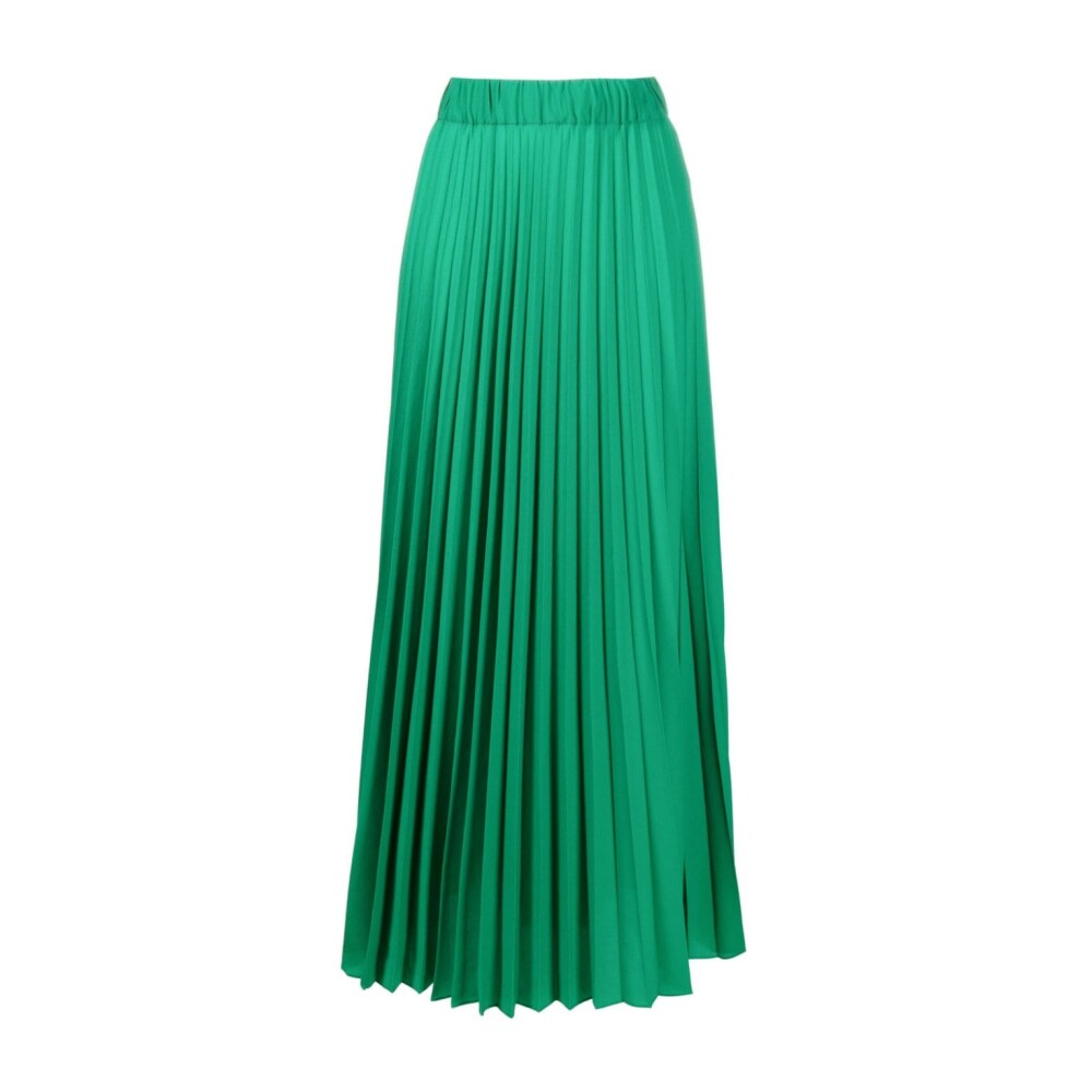 Green long pleated skirt best sale