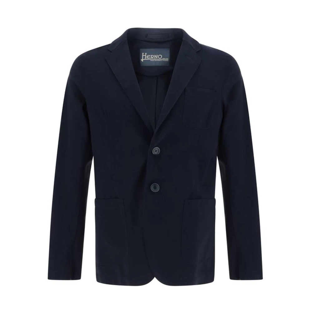 Herno Blauwe Single-Breasted Blazer met Reverskraag Blue Heren