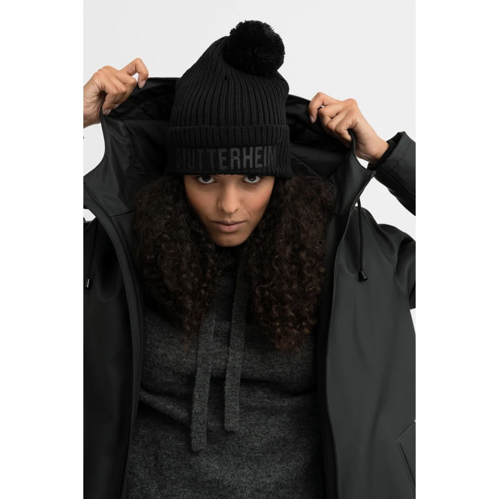 Stutterheim Pompon Ribgebreide Muts Black Unisex