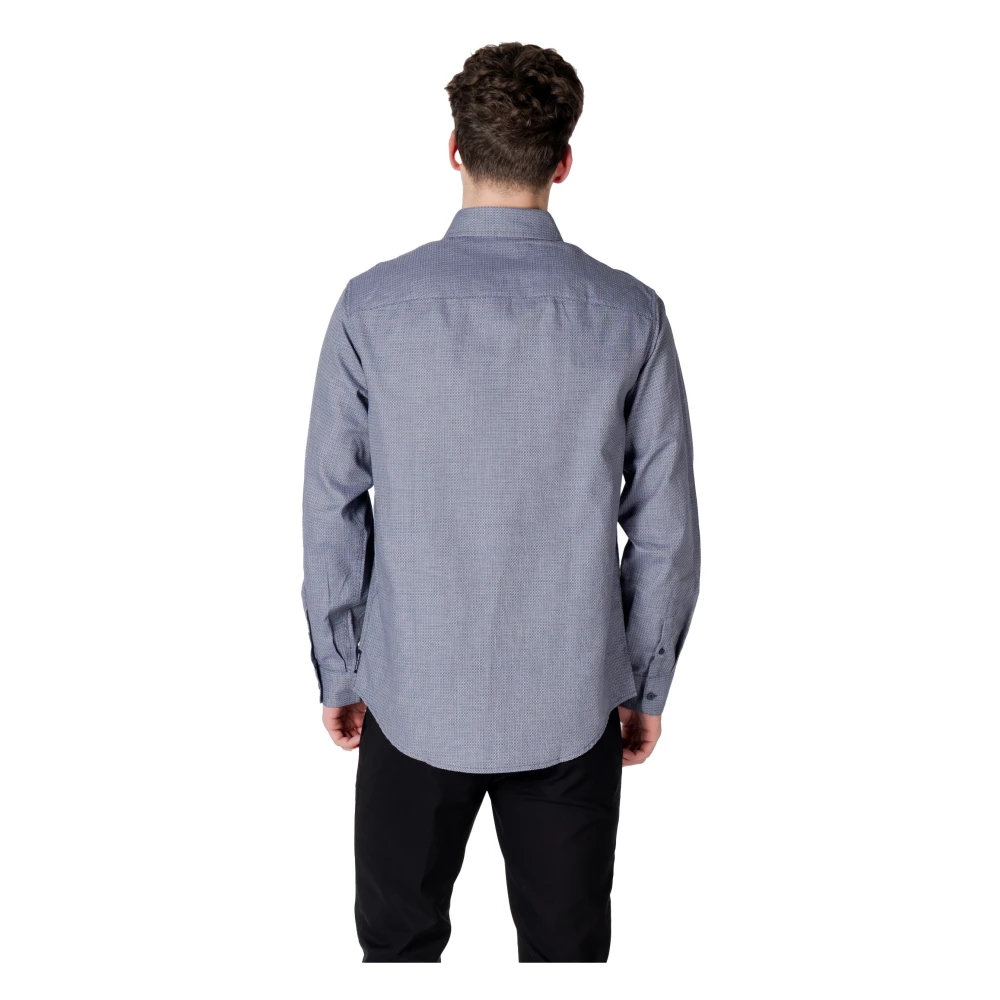 Armani Exchange Blauw Katoenen Overhemd met Knopen Blue Heren
