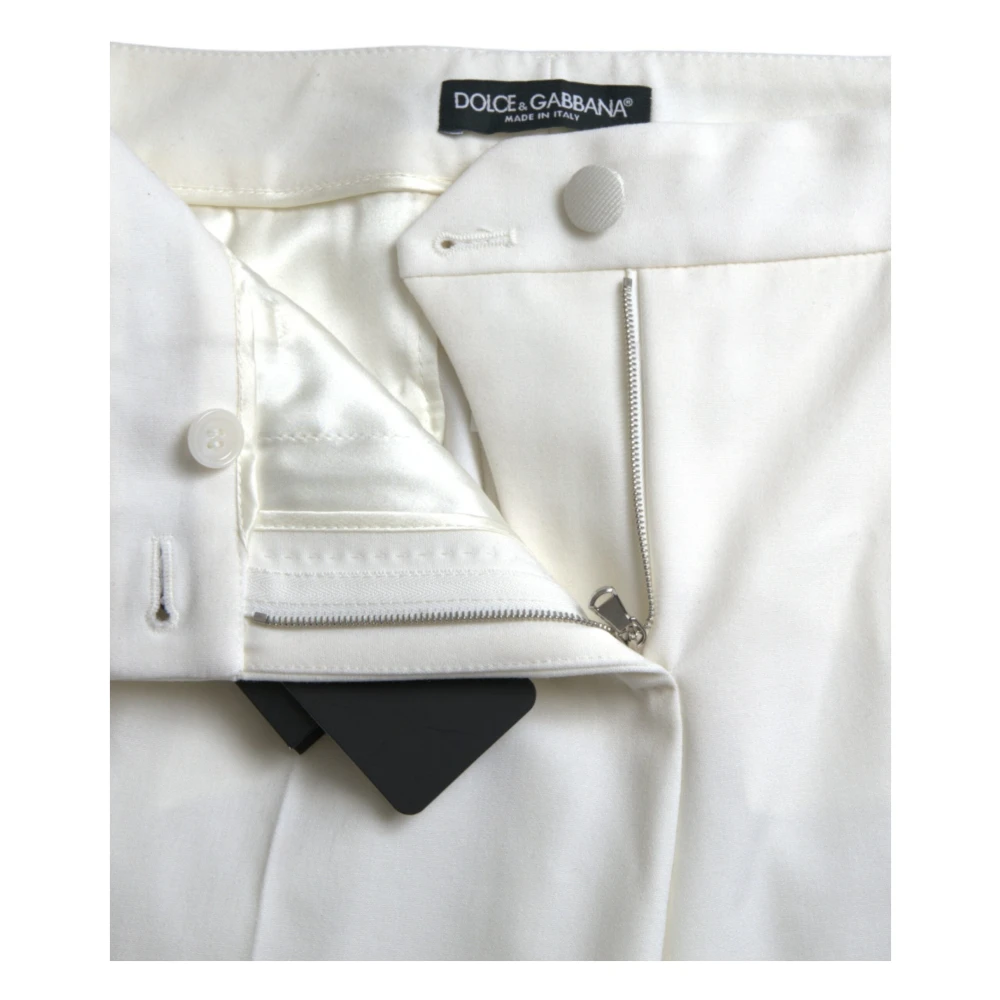 Dolce & Gabbana Luxe Witte Taps Toelopende Mid-Taille Broek White Dames