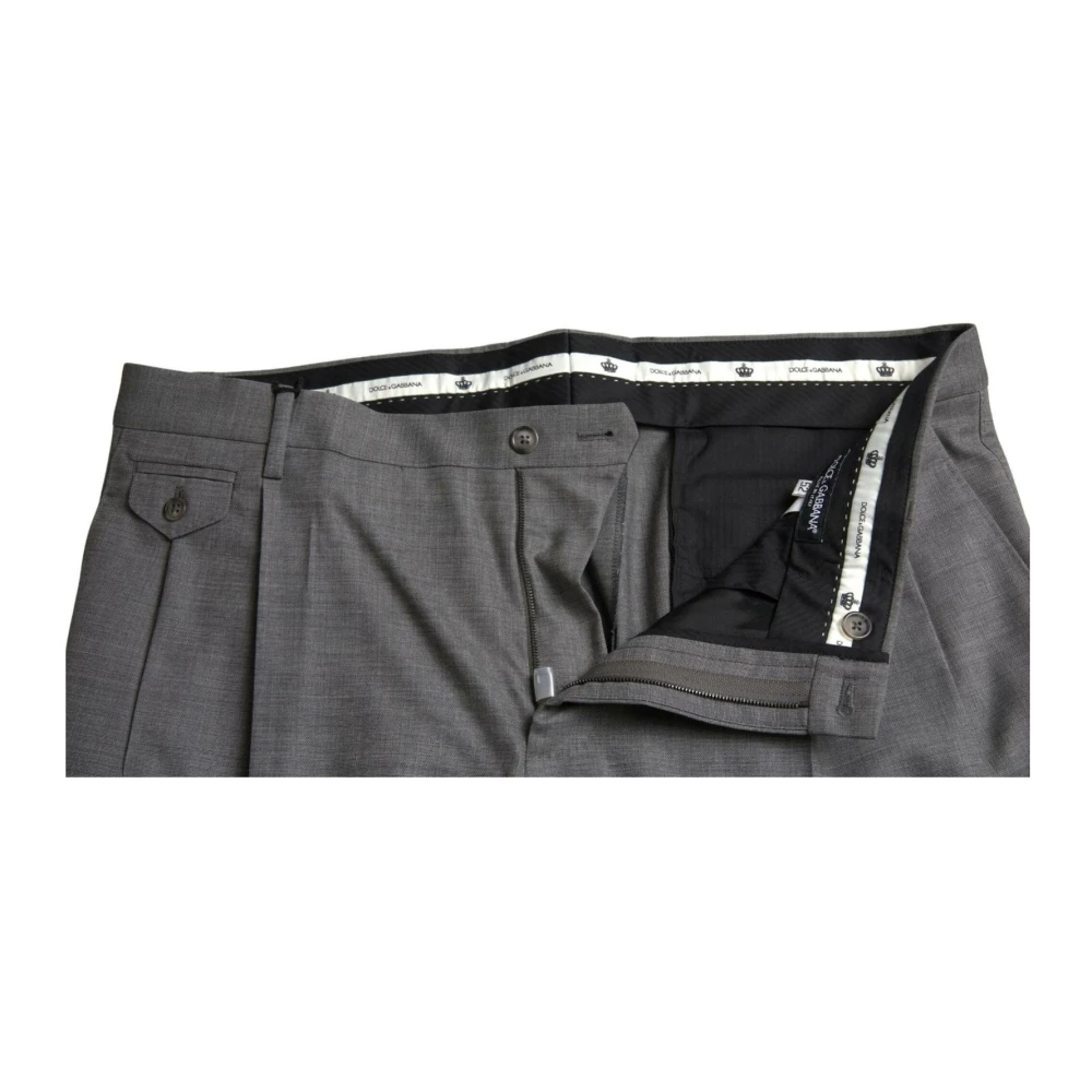 Dolce & Gabbana Grijze Skinny Pantalon van Wol Gray Heren