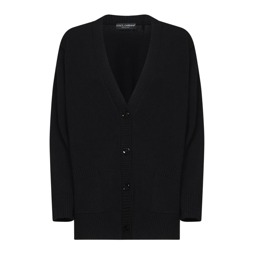 Dolce & Gabbana Virgin Wool Cardigan - Female - Cardigans - Black - M - Knitwear