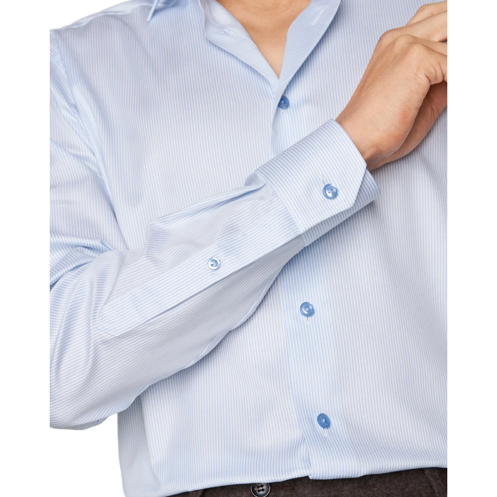 Eton Gestreept katoen-lyocell stretch overhemd White Heren