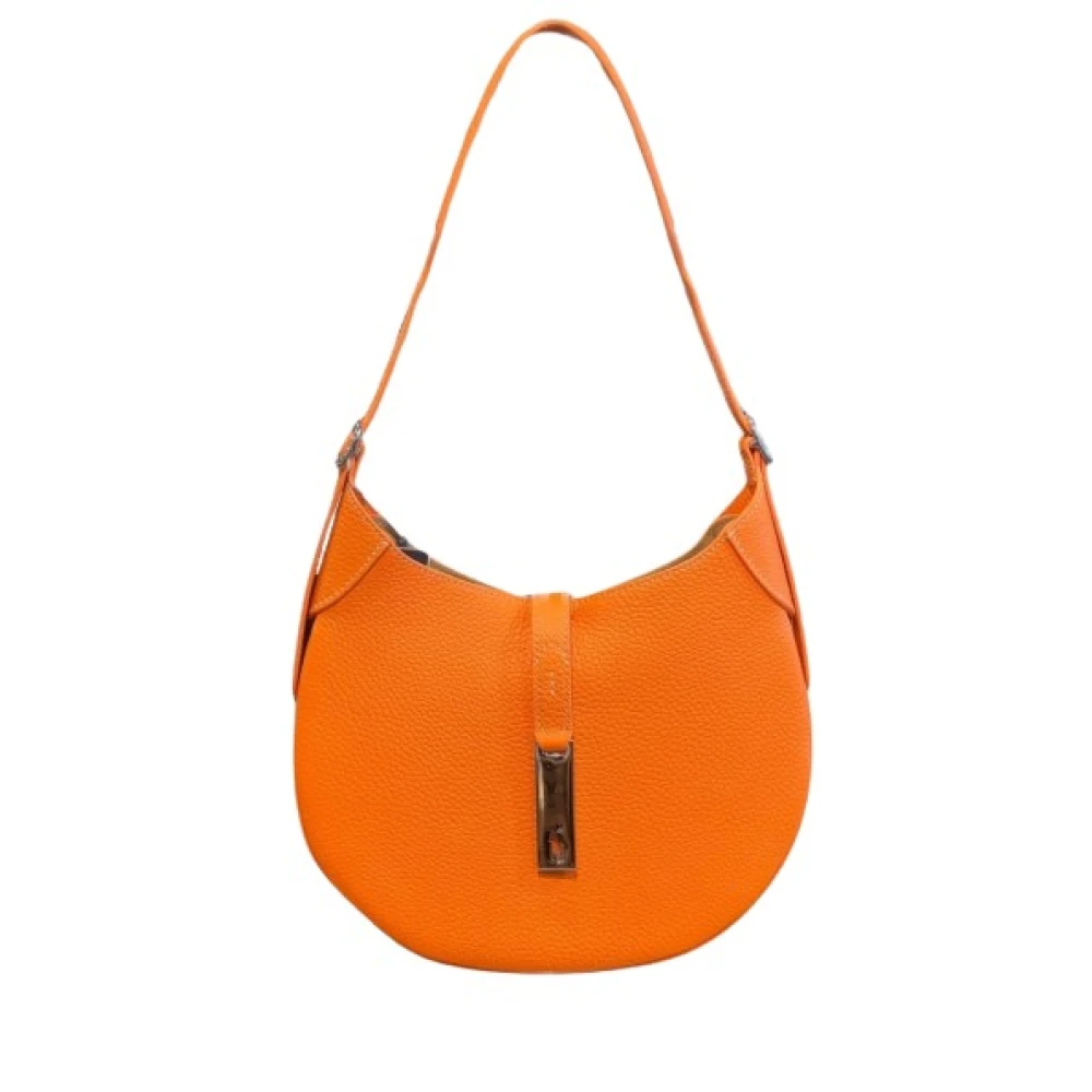 Polo Ralph Lauren Graanleer Zadelstijl Crossbody Tas Orange Dames